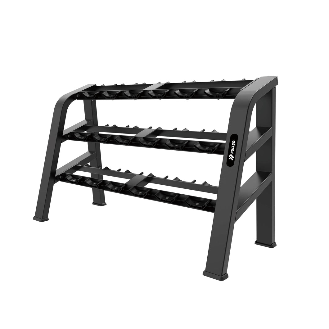 Rack para mancuernas Comercial 3 niveles 9 pares Pullso Fitness